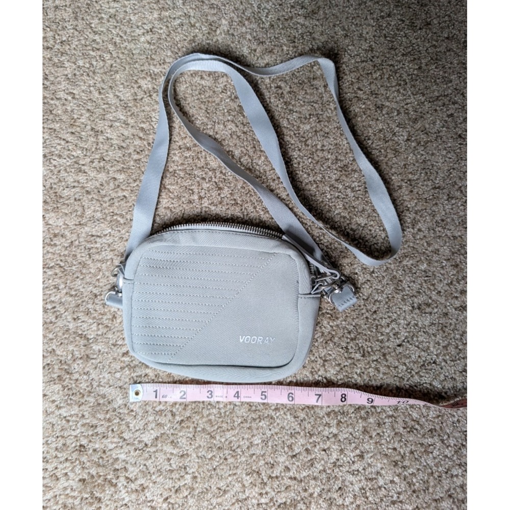 Vooray Small Crossbody Bag Gray Shoulder Strap Athleisure Zip Closure